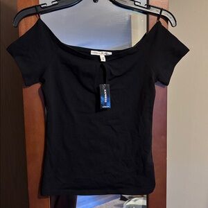 Express Women’s Black T-shirt Size XS Keyhole Neckline